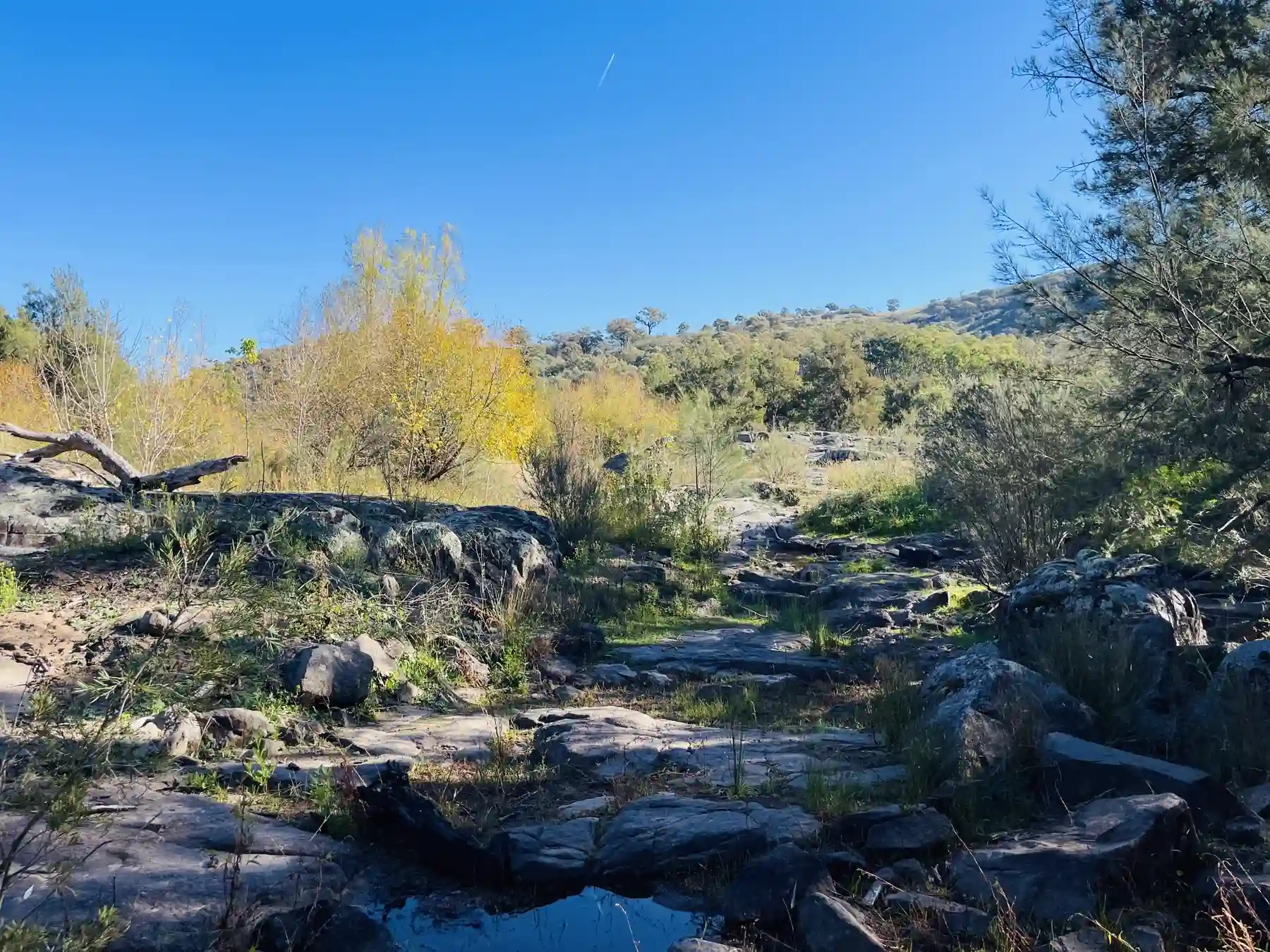Granite and autumn colour beside the river